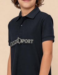 USPA Kids Boys Brand Embossed Regular Fit Polo Shirt (UKTSH2372_Teal_2-3 Y)