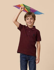 USPA Kids Boys Geometric Self Design Regular Fit Polo Shirt (UKTSH2379_Dark Red_13-14 Y)