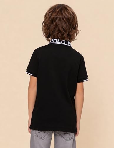 USPA Kids Boys Solid Regular Fit Polo Shirt (UKTSH2395_Black_9-10 Y)