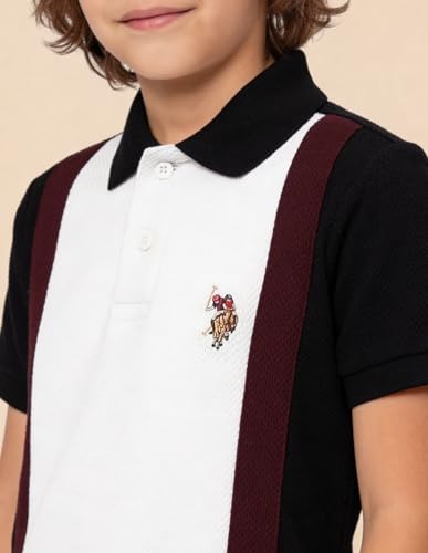 USPA Kids Boys Colour Blocked Regular Fit Polo Shirt (UKTSH2398_Black_12-24 M)