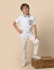 USPA Kids Boys Graphic Printed Regular Fit Polo Shirt (UKTSH2418_White_12-24 M)