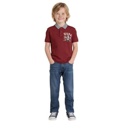USPA Kids Boys Graphic Printed Regular Fit Polo Shirt (UKTSH2420_Red_3-4 Years)