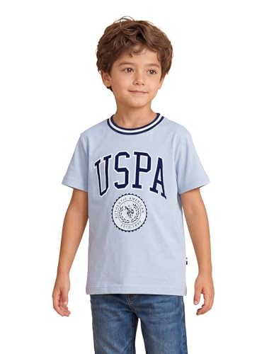 USPA Kids Boys Graphic Brand Printed Regular Fit T-Shirt (UKTSH2482_Light Blue_13-14Y)