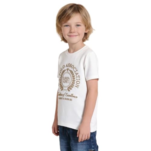 USPA Kids Boys Graphic Brand Embroidered Regular Fit T-Shirt (UKTSH2484_White_2-3 Y)
