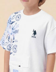 USPA Kids Boys Graphic Printed Oversized Fit T-Shirt (UKTSH2506_White_9-10Y)