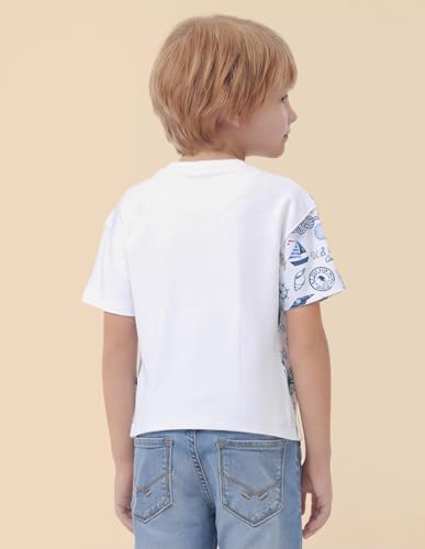 USPA Kids Boys Graphic Printed Oversized Fit T-Shirt (UKTSH2506_White_9-10Y)