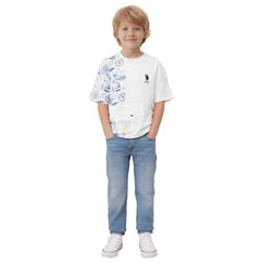USPA Kids Boys Graphic Printed Oversized Fit T-Shirt (UKTSH2506_White_9-10Y)
