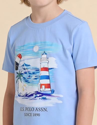 USPA Kids Boys Graphic Printed Regular Fit T-Shirt (UKTSH2514_Light Blue_2-3 Y)