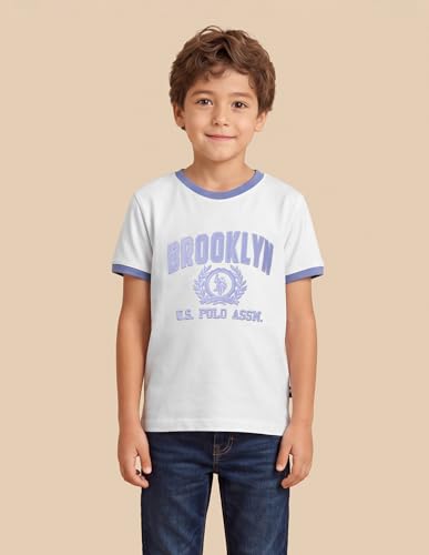 U.S. Polo Assn. Kids White Graphic Print Regular Fit Boys T-Shirt