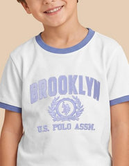 U.S. Polo Assn. Kids White Graphic Print Regular Fit Boys T-Shirt