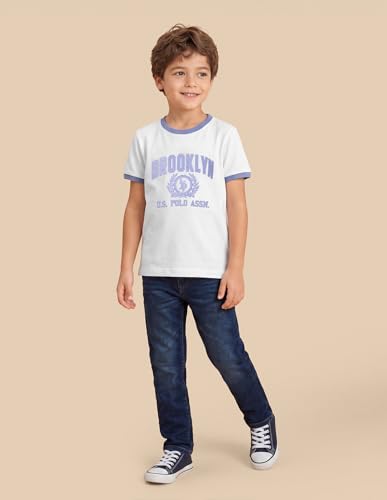U.S. Polo Assn. Kids White Graphic Print Regular Fit Boys T-Shirt