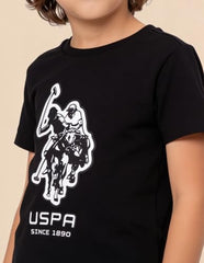 USPA Kids Boys Graphic Brand Printed Regular Fit T-Shirt (UKTSH2534_Black_12-18 M)