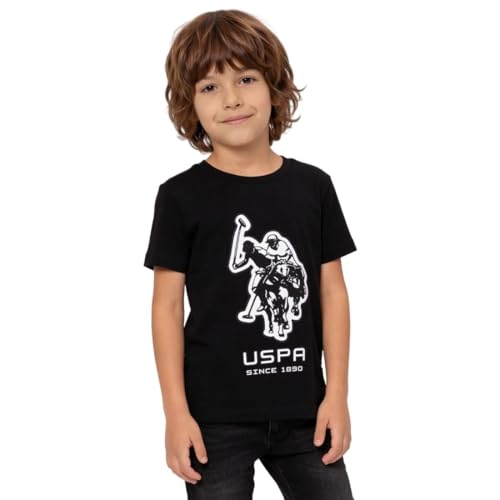 USPA Kids Boys Graphic Brand Printed Regular Fit T-Shirt (UKTSH2534_Black_12-18 M)