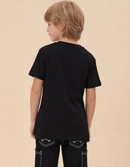 USPA Kids Boys Solid Oversized Fit T-Shirt (UKTSH2544_Black_12-18 M)