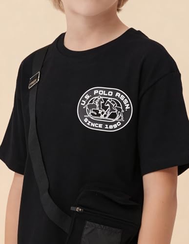 USPA Kids Boys Solid Oversized Fit T-Shirt (UKTSH2544_Black_12-18 M)