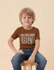 USPA Kids Boys Graphic Brand Printed T-Shirt (UKTSH2558_Rust_8-9 Years)