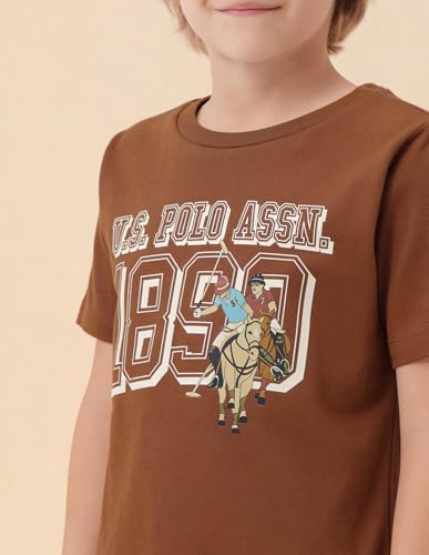 USPA Kids Boys Graphic Brand Printed T-Shirt (UKTSH2558_Rust_8-9 Years)