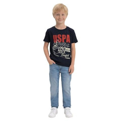 USPA Kids Boys Graphic Brand Printed Regular Fit T-Shirt (UKTSH2571_Navy_2-3Y)