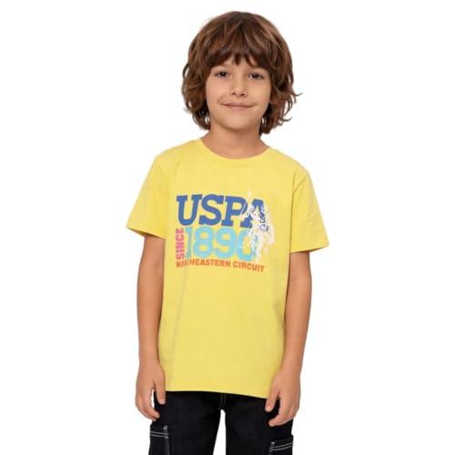 USPA Kids Boys Graphic Brand Printed Regular Fit T-Shirt (UKTSH2653_Yellow_2-3 Y)
