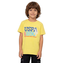 USPA Kids Boys Graphic Brand Printed Regular Fit T-Shirt (UKTSH2653_Yellow_2-3 Y)