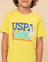 USPA Kids Boys Graphic Brand Printed Regular Fit T-Shirt (UKTSH2653_Yellow_2-3 Y)
