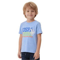 USPA Kids Boys Graphic Brand Printed Regular Fit T-Shirt (UKTSH2654_Blue_6-7 Y)