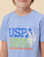 USPA Kids Boys Graphic Brand Printed Regular Fit T-Shirt (UKTSH2654_Blue_6-7 Y)