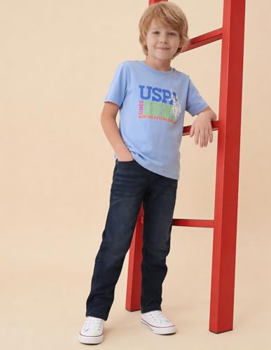 USPA Kids Boys Graphic Brand Printed Regular Fit T-Shirt (UKTSH2654_Blue_6-7 Y)