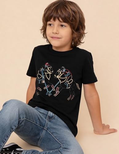 USPA Kids Boys Graphic Printed Regular Fit T-Shirt (UKTSH2668_Black_2-3 Y)