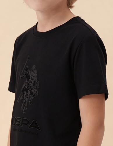 USPA Kids Boys Brand Printed Regular Fit T-Shirt (UKTSH2678_Black_3-4 Y)