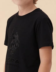 USPA Kids Boys Brand Printed Regular Fit T-Shirt (UKTSH2678_Black_3-4 Y)