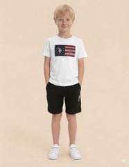 USPA Kids Boys Brand Applique Regular Fit T-Shirt