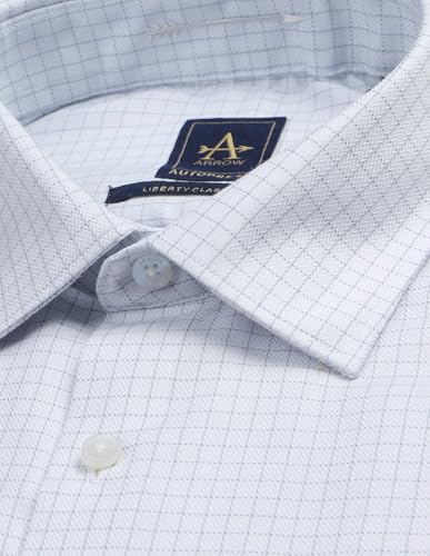 Arrow Men's Graph Checked Autopress Shirt (ARALSH0002_Light Grey_44)