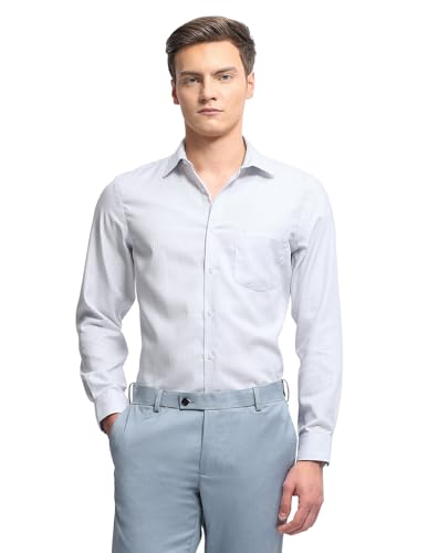 Arrow Men's Graph Checked Autopress Shirt (ARALSH0002_Light Grey_44)