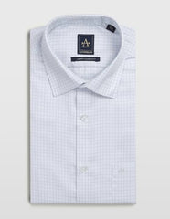 Arrow Men's Graph Checked Autopress Shirt (ARALSH0002_Light Grey_44)