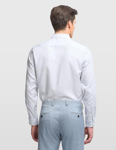 Arrow Men's Graph Checked Autopress Shirt (ARALSH0002_Light Grey_44)