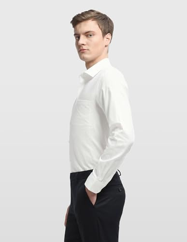Arrow Men's Dobby Originals formal shirt, white with subtle pattern, long sleeves, classic collar, tailored fit for men's office wear.
