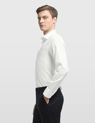 Arrow Men's Dobby Originals formal shirt, white with subtle pattern, long sleeves, classic collar, tailored fit for men's office wear.