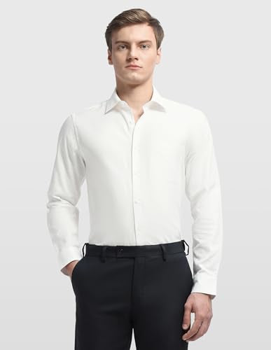 Arrow Men's Dobby Originals formal shirt in light blue with a subtle textured pattern, collared with buttons and long sleeves.