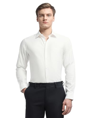 Arrow Men's Dobby Originals formal shirt in light blue with a subtle woven pattern, classic collar, and long sleeves.