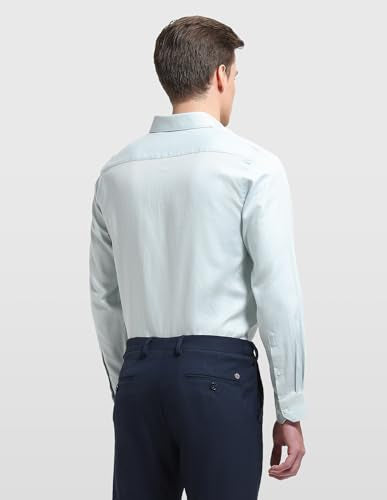 Arrow men's Liberty classic fit textured ceremony shirt, white with subtle pattern, long sleeves, formal collar, front buttons