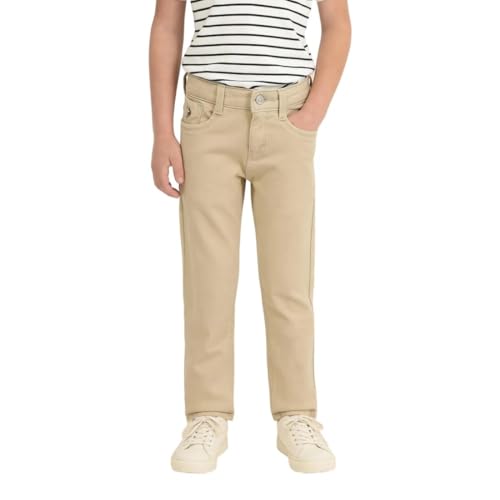 USPA Kids Boys Slim Fit Mid Rise Jeans (UKJEN833_Khaki_9-10 Years)