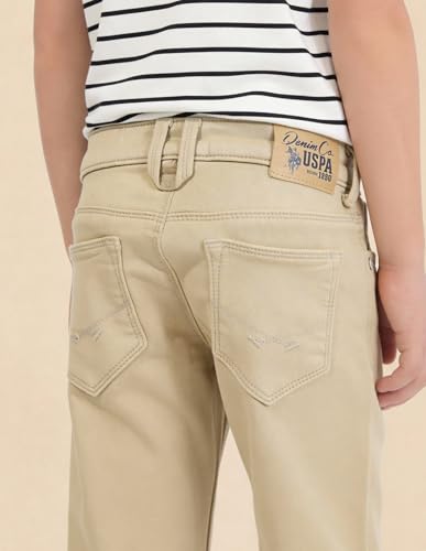 USPA Kids Boys Slim Fit Mid Rise Jeans (UKJEN833_Khaki_9-10 Years)