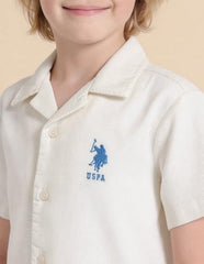 USPA Kids Boys Textured Graphic Brand Appliqued Shirt (UKSHT1833_White_3-4 Years)