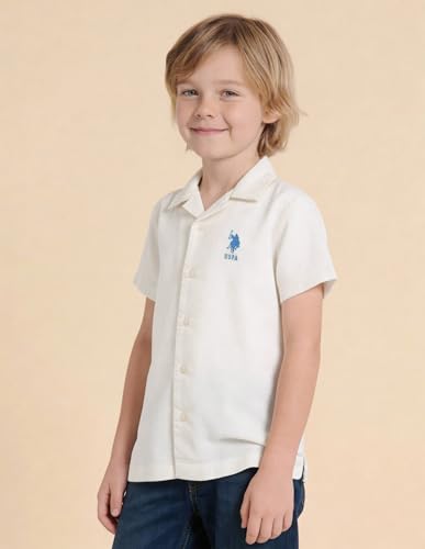 USPA Kids Boys Textured Graphic Brand Appliqued Shirt (UKSHT1833_White_3-4 Years)