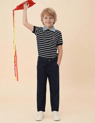 U.S. Polo Boys navy cargo pants for kids, casual lower with multiple pockets, made of comfortable fabric for everyday wear.