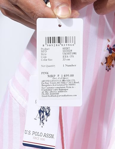 USPA Kids Boys Vertical Striped Oxford Shirt (UKSHT1981_Pink_13-14Y) - Goyalsons ShopMax