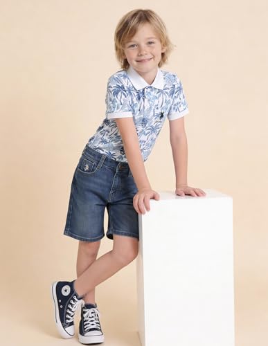 USPA Kids Boys Mid Rise Denim Shorts (UKSRT0579_Blue_4-5 Years)