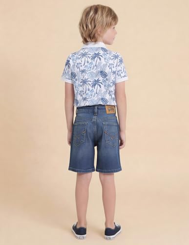 USPA Kids Boys Mid Rise Denim Shorts (UKSRT0579_Blue_4-5 Years)