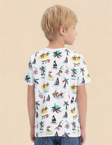 USPA Kids Boys Graphic Printed Regular Fit T-Shirt (UKTSH2519_White_4-5Y)